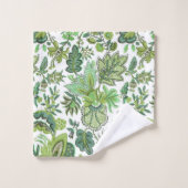 Green Boho  Floral Monogram Bad Handdoek (Wasdoekje)