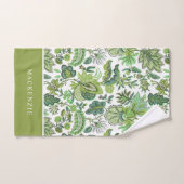 Green Boho  Floral Monogram Bad Handdoek (Handdoek)