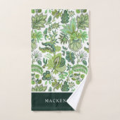Green Boho  Floral Monogram Bad Handdoek (Handdoek)