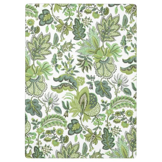 Green Boho  Floral Monogram Klembord (Achterkant)