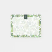 Green Boho  Floral Monogram Post-it® Notes (Voorkant)