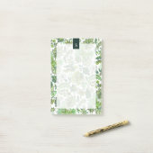 Green Boho  Floral Monogram Post-it® Notes (Op bureau)