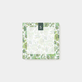 Green Boho  Floral Monogram Post-it® Notes