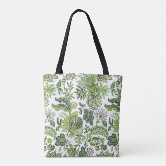 Green Boho  Floral Monogram Tote Bag (Achterkant)