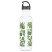 Green Boho Floral Monogram Waterfles (Achterkant)