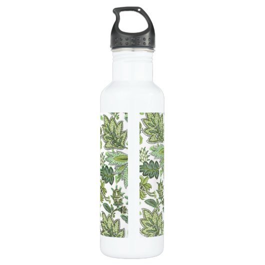 Green Boho  Floral Monogram Waterfles (Achterkant)