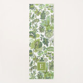 Green Boho  Floral Monogram Yogamat (Voorkant)