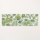 Green Boho  Floral Monogram Yogamat (Voorkant (horizontaal))