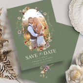 Green Boho Floral Sla de datum op Save The Date