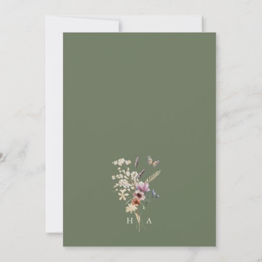 Green Boho Floral Sla de datum op Save The Date (Achterkant)