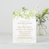 Green Boho Floral Spring Rehearsal Dinner Invite Kaart (Staand voorkant)