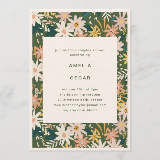 Green Boho Garden Floral Couples Bridal Shower  Kaart (Voorkant)