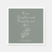 Green Boho Love Laughter and Gelukkig Ever After Servet (Voorkant)