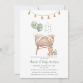 Green Boho Nursery Boho Baby shower Uitnodiging (Voorkant)