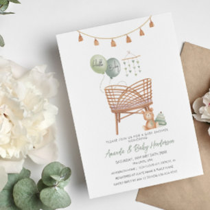Green Boho Nursery Boho Baby shower Uitnodiging