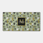 Green Boho Pattern Monogram Name Bureaumat (Voorkant)