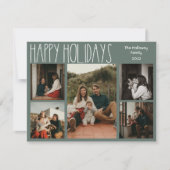 Green Boho Polka Dot Five-Photo Feestdagenkaart (Voorkant)