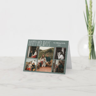 Green Boho Polka Dot Folded Five-Photo Feestdagen Kaart