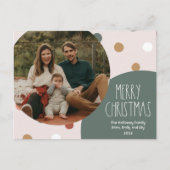 Green Boho Polka Dot Kerstmis 1 foto Feestdagenkaart (Voorkant)