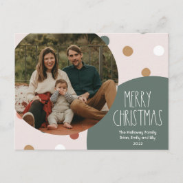 Green Boho Polka Dot Kerstmis 1 foto Feestdagenkaart