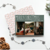 Green Boho Polka Dot Kerstmis 3-foto Feestdagenkaart