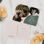Green Boho Polka Dot Kerstmis 3 Foto Feestdagenkaart<br><div class="desc">Deze groene boho polka stip kerstmis drie briefkaart voor fotovakantie is perfect voor je moderne bohemische boerderij-geïnspireerde feestelijke groet. Het klassieke rustige, maar delicate, handgetekende lettertype geeft het een oorvolle blik, terwijl het schattig en eenvoudig blijft. De polka stippen komen in de aardtoon van rood, sage groen, wazige roze, terracotta,...</div>