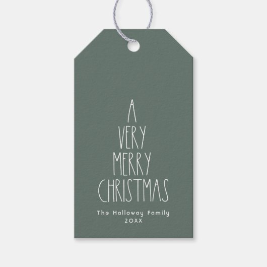 Green Boho Polka Dot Kerstmis Cadeaulabel (Voorkant)
