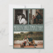 Green Boho Polka Dot Kerstmis, drie foto's Feestdagenkaart (Voorkant)