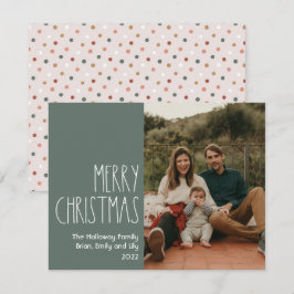 Green Boho Polka Dot Kerstmis Enkelfoto Feestdagenkaart