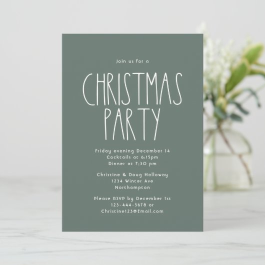 Green Boho Polka Dot Kerstparty Kaart (Staand voorkant)