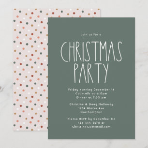Green Boho Polka Dot Kerstparty Kaart