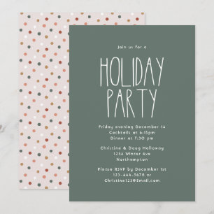 Green Boho Polka Dot Kerstparty Kaart