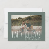 Green Boho Polka Dot Prettige feestdagen Faded Fot Feestdagenkaart (Voorkant)