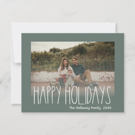 Green Boho Polka Dot Prettige feestdagen Faded Fot Feestdagenkaart (Voorkant)