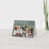 Green Boho Polka Dot Three-Photo Folded Feestdagen Kaart (Voorkant)