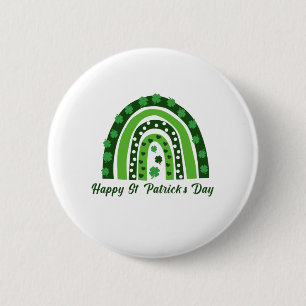 Green Boho Shamrock Rainbow St. Patrick's Day Ronde Button 5,7 Cm