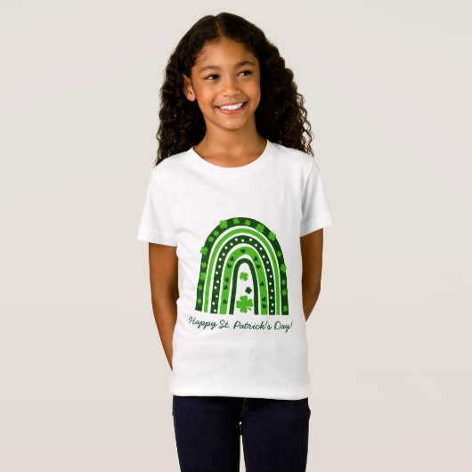 Green Boho Shamrock Rainbow St. Patrick's Day T-shirt (Voorkant volledig)