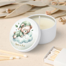 Green Boho Sleeping Teddy Bear Schattige feest