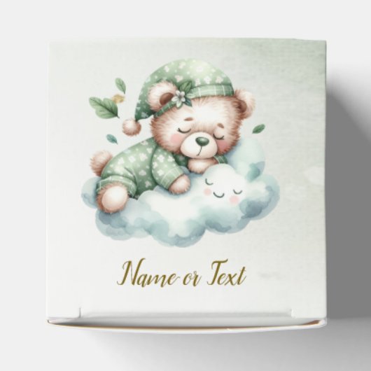 Green Boho Sleeping Teddy Bear Schattige feest Bedankdoosjes (Bovenkant)