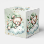 Green Boho Sleeping Teddy Bear Schattige feest Bedankdoosjes (Achterkant)