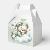 Green Boho Sleeping Teddy Bear Schattige feest Bedankdoosjes (Achterkant)