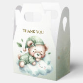 Green Boho Sleeping Teddy Bear Schattige feest Bedankdoosjes (Geopend)