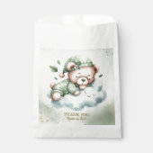 Green Boho Sleeping Teddy Bear Schattige feest Bedankzakje (Voorkant)