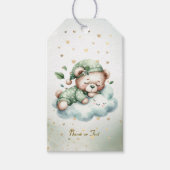Green Boho Sleeping Teddy Bear Schattige feest Cadeaulabel (Voorkant)
