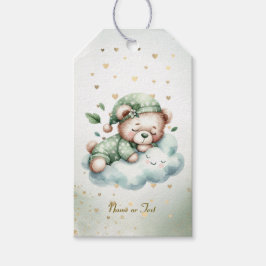 Green Boho Sleeping Teddy Bear Schattige feest Cadeaulabel