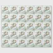 Green Boho Sleeping Teddy Bear Schattige feest Cadeaupapier (Vlak)