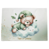 Green Boho Sleeping Teddy Bear Schattige feest Groot Cadeauzakje (Voorkant)