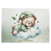 Green Boho Sleeping Teddy Bear Schattige feest Groot Cadeauzakje (Achterkant)