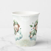 Green Boho Sleeping Teddy Bear Schattige feest Papieren Bekers (Rechts)