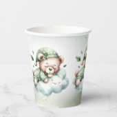 Green Boho Sleeping Teddy Bear Schattige feest Papieren Bekers (Voorkant)